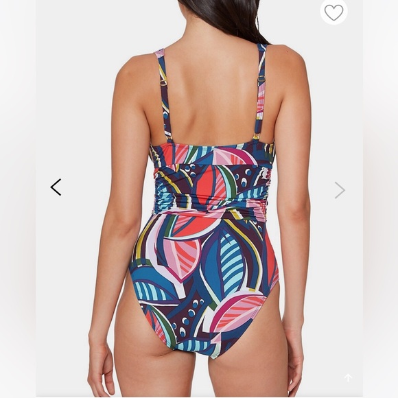 NWOT Women's Molded-Cup One-Piece Printed Plunge V-Neck Swimsuit size 14 - Picture 3 of 12